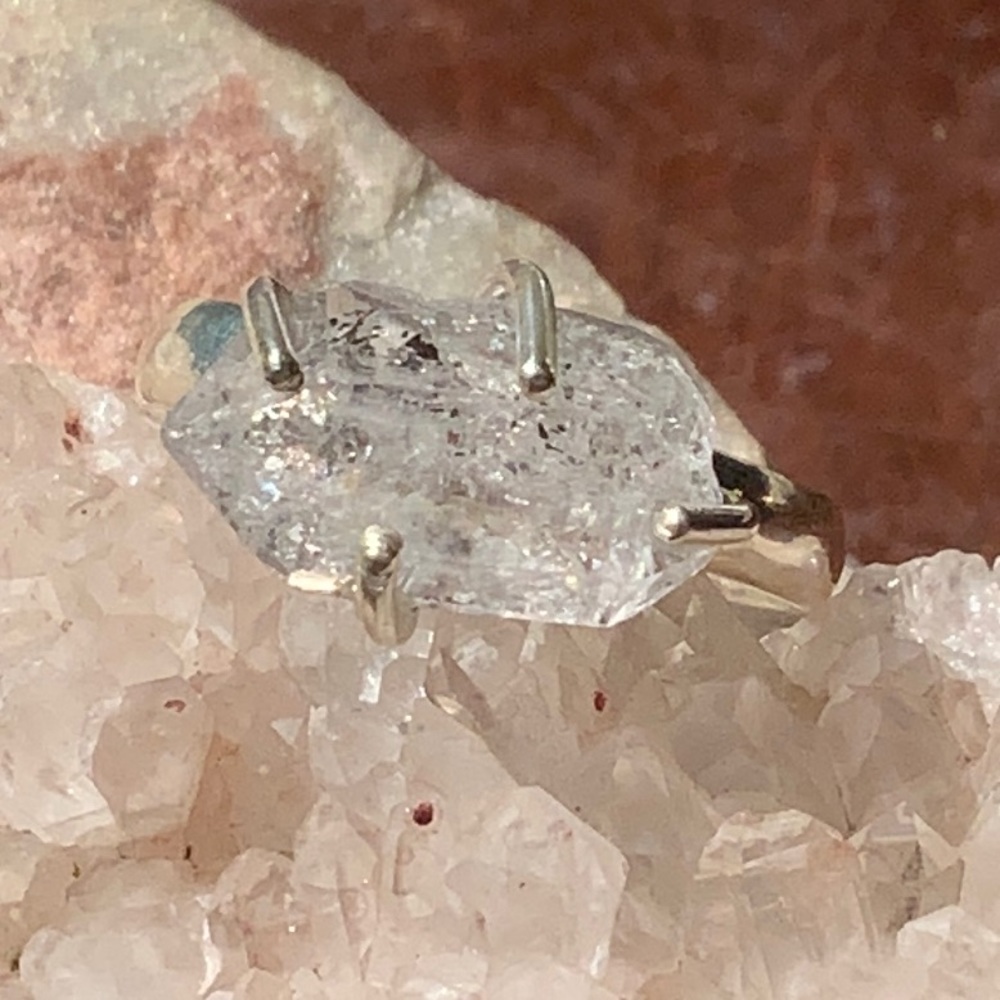 NATURAL HERKIMER DIAMOND 925 STERLING SILVER, SIZE 8